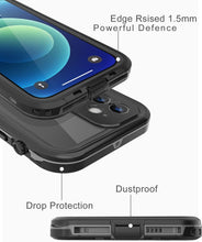 Load image into Gallery viewer, Design for iPhone 12 Waterproof Case, Full Body Shockproof Case for iPhone 12 Case with Screen Protector, Dust Proof Phone Case Cover for iPhone 12 6.1 inch (Black)