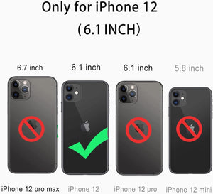 Design for iPhone 12 Waterproof Case, Full Body Shockproof Case for iPhone 12 Case with Screen Protector, Dust Proof Phone Case Cover for iPhone 12 6.1 inch (Black)