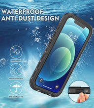 Load image into Gallery viewer, Design for iPhone 12 Waterproof Case, Full Body Shockproof Case for iPhone 12 Case with Screen Protector, Dust Proof Phone Case Cover for iPhone 12 6.1 inch (Black)
