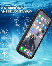 Load image into Gallery viewer, Design for iPhone 12 Waterproof Case, Full Body Shockproof Case for iPhone 12 Case with Screen Protector, Dust Proof Phone Case Cover for iPhone 12 6.1 inch (Black)