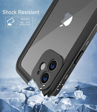 Load image into Gallery viewer, Design for iPhone 12 Waterproof Case, Full Body Shockproof Case for iPhone 12 Case with Screen Protector, Dust Proof Phone Case Cover for iPhone 12 6.1 inch (Black)