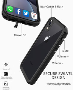 iPhone XR Waterproof case Life Snowproof Dirtproof Shockproof Cover … (Black/Clear)
