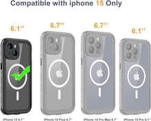 Load image into Gallery viewer, Design for iPhone 15 case Waterproof 6.1&#39;&#39;, Full Body Dust Proof Shockproof Phone Case Cover with Screen Protector for iPhone 15 - Black