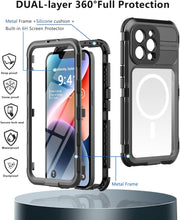 Load image into Gallery viewer, Design for iPhone 14 Pro Max Case Waterproof, Dustproof Shockproof Waterproof Case for iPhone 14 Pro Max, Metal Full Body Protective Phone Case for iPhone 14 Pro Max 6.7 inch Black