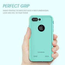 Load image into Gallery viewer, LOVE BEIDI iPhone 8 Plus/7 Plus Waterproof Case Cover Built-in Screen Protector Fully Sealed Life Shockproof Snowproof Underwater Protective Case for iPhone 8/7 Plus 5.5&quot;(Cyan/Green/Mint Green)